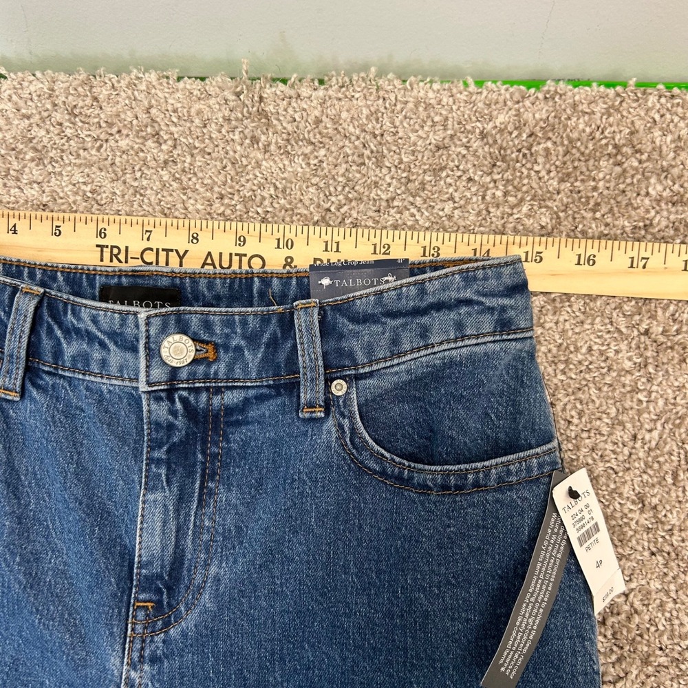 NWT Talbots Wide Leg Crop Jeans Women Size 4 Petite Two Tone Raw Hem $119 - Picture 4 of 11